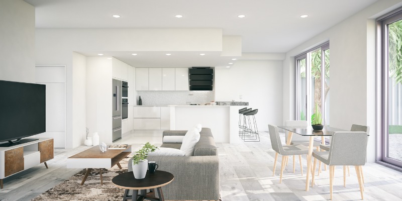 Modern kitchen and open floor concept