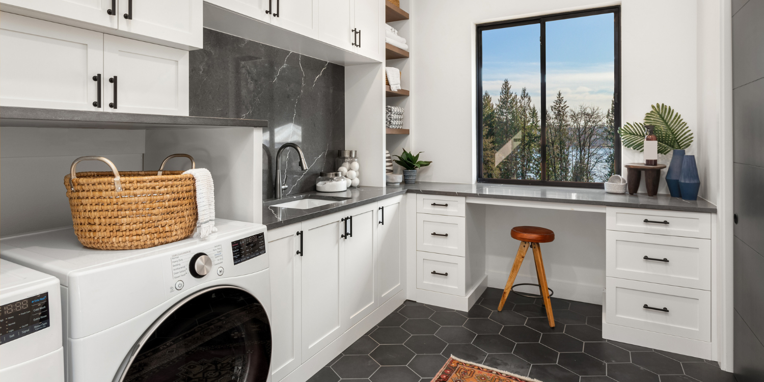 White & Grey Laundry Room - Laundry Room Renovations: Inspiration, Tips & More
